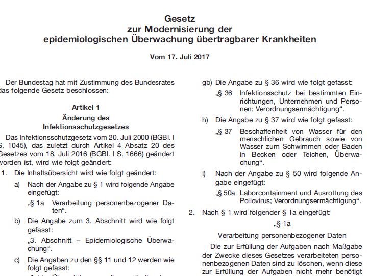 Gesetz zur Modernisierung der epidemiologischen Überwachung übertragbarer Krankheiten