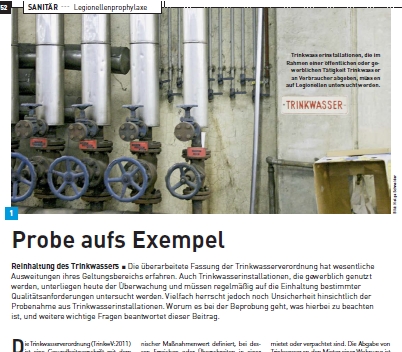 Artikel SBZ Probenahme in Trinkwasser-Installationen